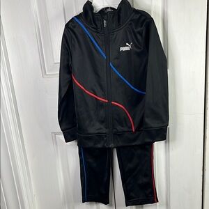 NWT 24M CHILDS Puma Black Tracksuit w. Red and Blue Accents